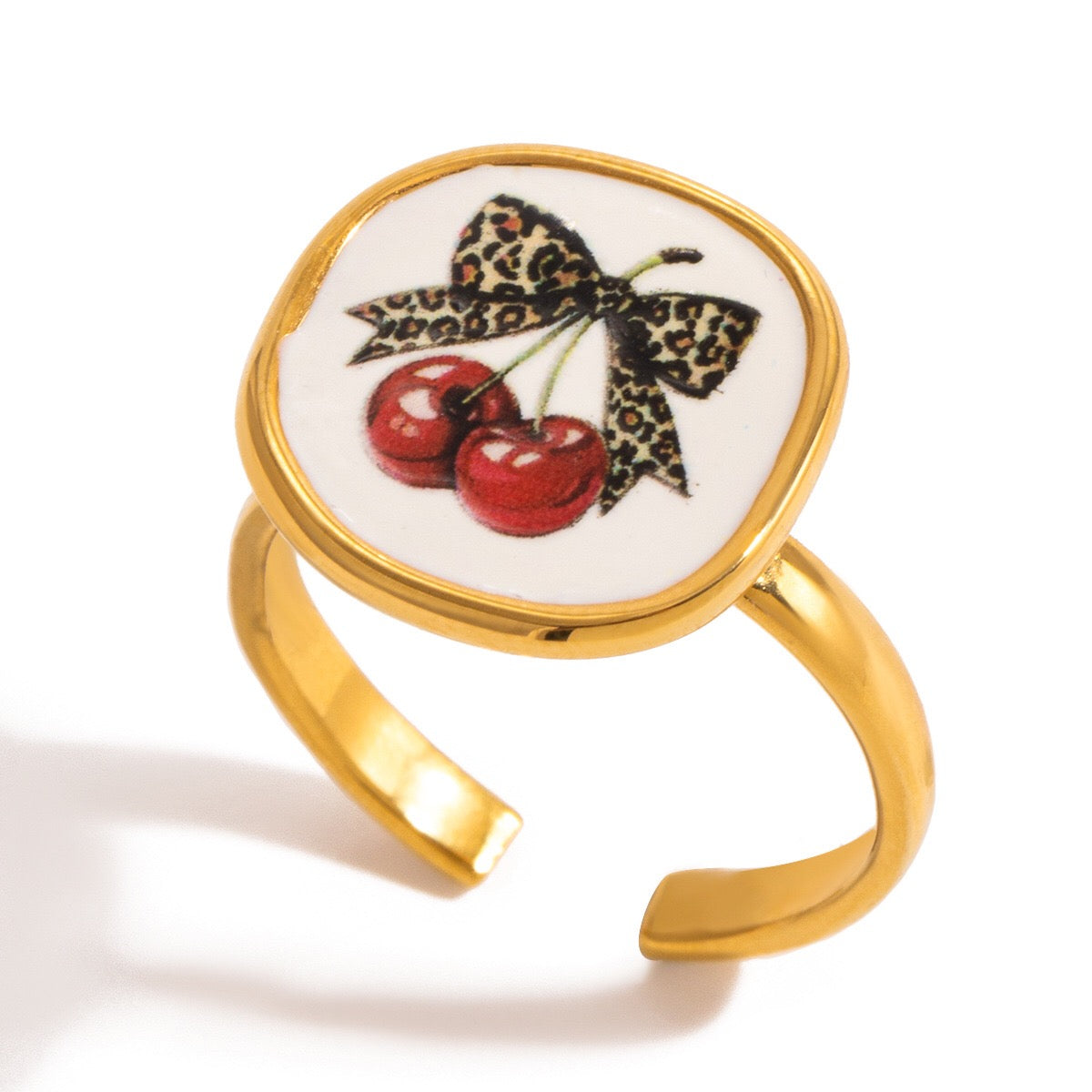 18K Gold Red Cherry Ring