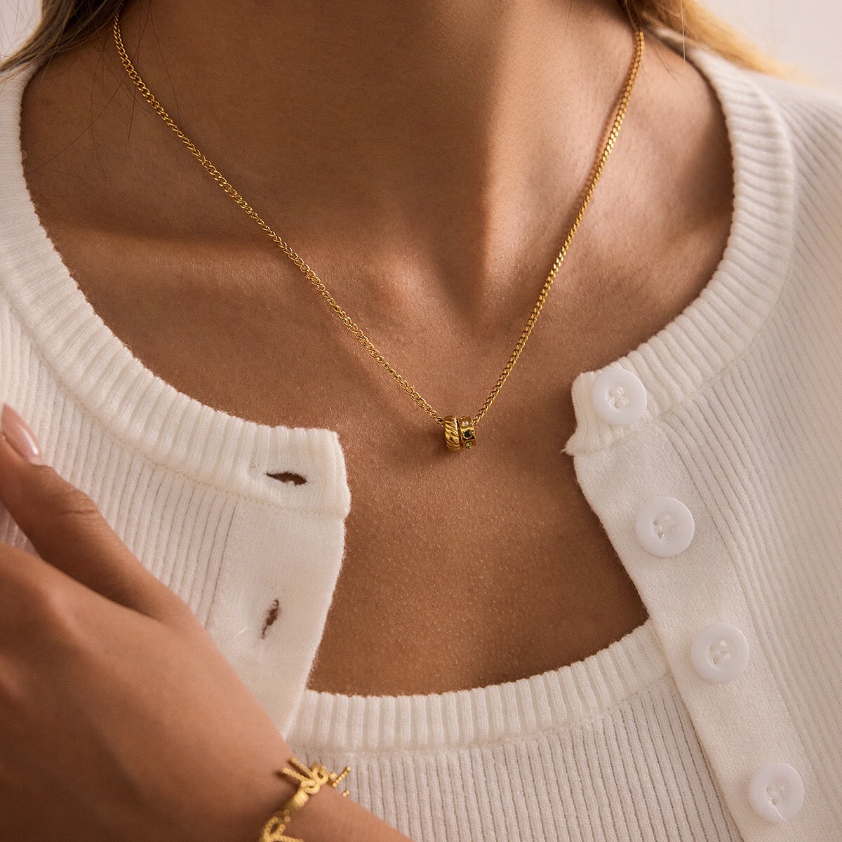 18K Gold Quiet Joy Dainty Ring Pendant Necklace