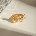 18K Gold Beach Day Starfish Conch Ring