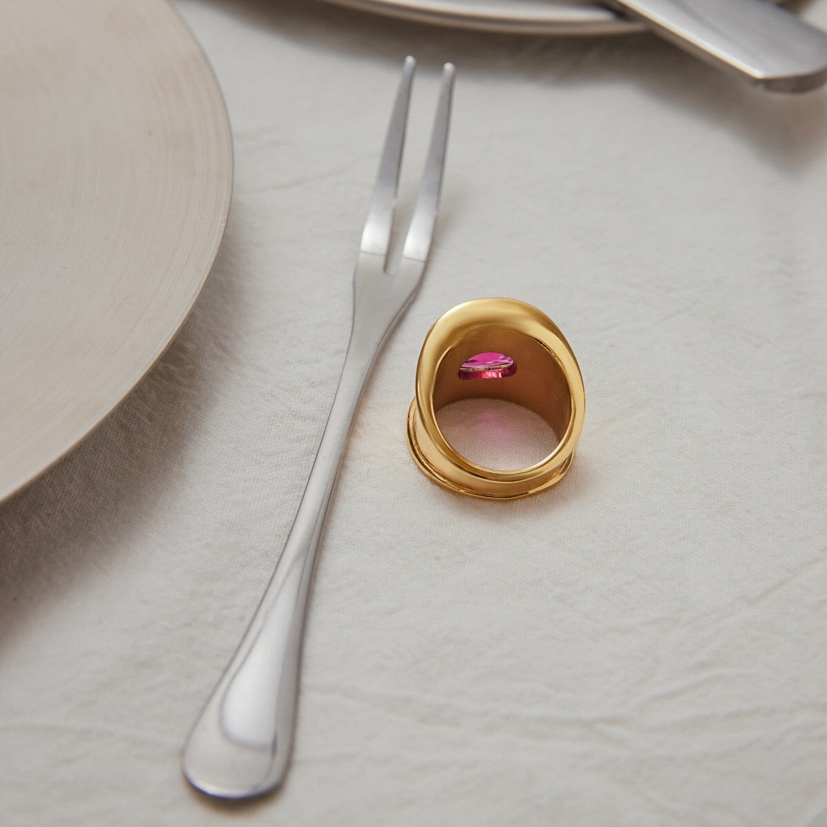 18K Gold Power Pink Statement Cocktail Ring
