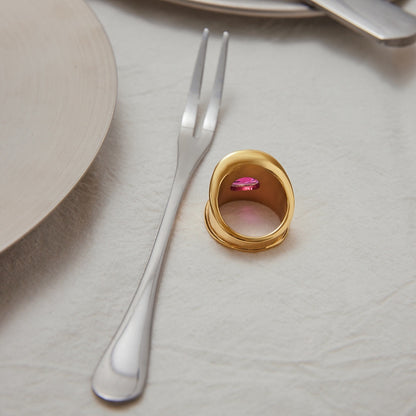 18K Gold Power Pink Statement Cocktail Ring