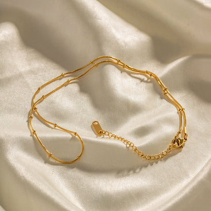 18K Gold Delicate Beaded Chain Choker Necklace