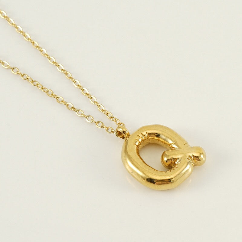 18K Gold Balloon Initial Pendant Necklace