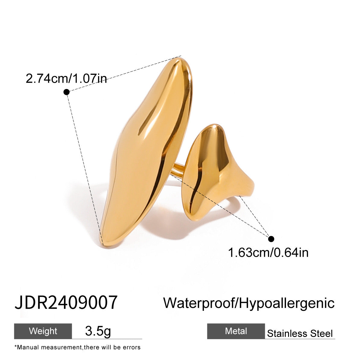 18K Gold Edgy Liquid Form Statement Ring