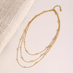 18K Gold Dainty Beaded Chain Layered Necklace Set