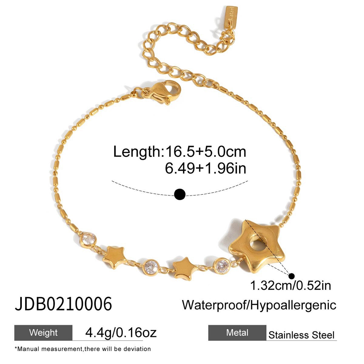18K Gold Starlight Dainty Chain Tennis Bracelet Stack