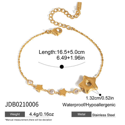 18K Gold Starlight Dainty Chain Tennis Bracelet Stack