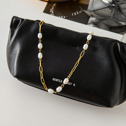 18K Gold Freshwater Pearl Long Chain Necklace