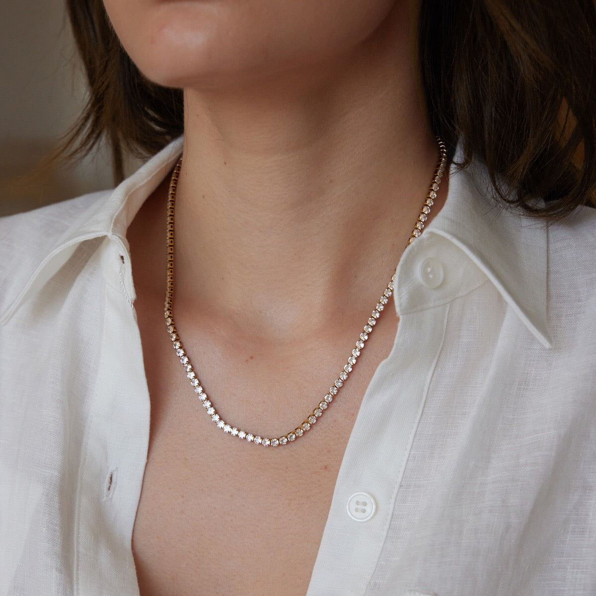 18K Gold and Silver The Socialite Tennis Necklace