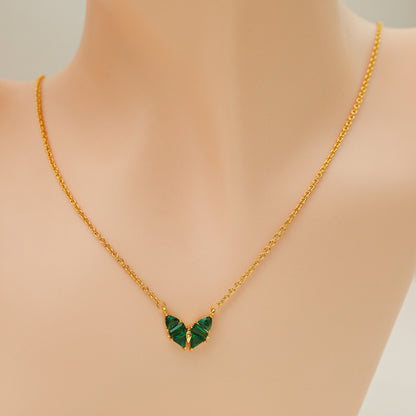 18K Gold Gem Butterfly Necklace