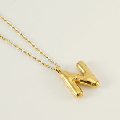 18K Gold Balloon Initial Pendant Necklace