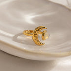 18K Gold Celestial Affair Sun and Moon Opal Statement Ring
