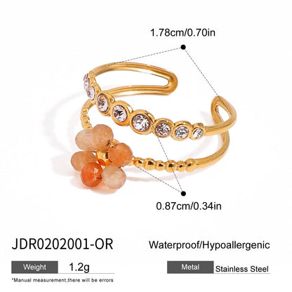 18K Gold Waterproof Pastel Gemstone Delicate Wavy Hand Chain Bracelet