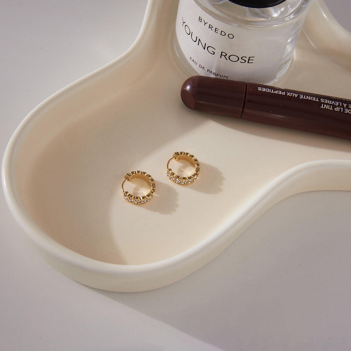 18K Gold Daily Luxe Small Hoop Huggie Earrings Ear Cuffs Stack