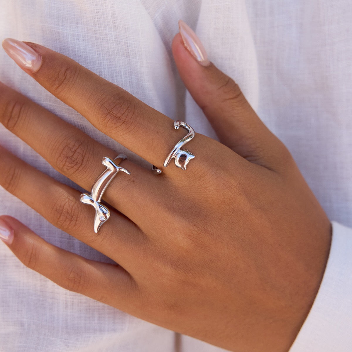 18K Gold Pet Lovers Cat and Dog Stacking Ring