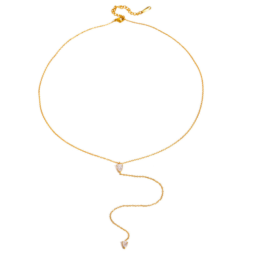 18K Gold Minimalist Lariat Necklace