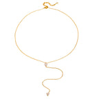 18K Gold Minimalist Lariat Necklace