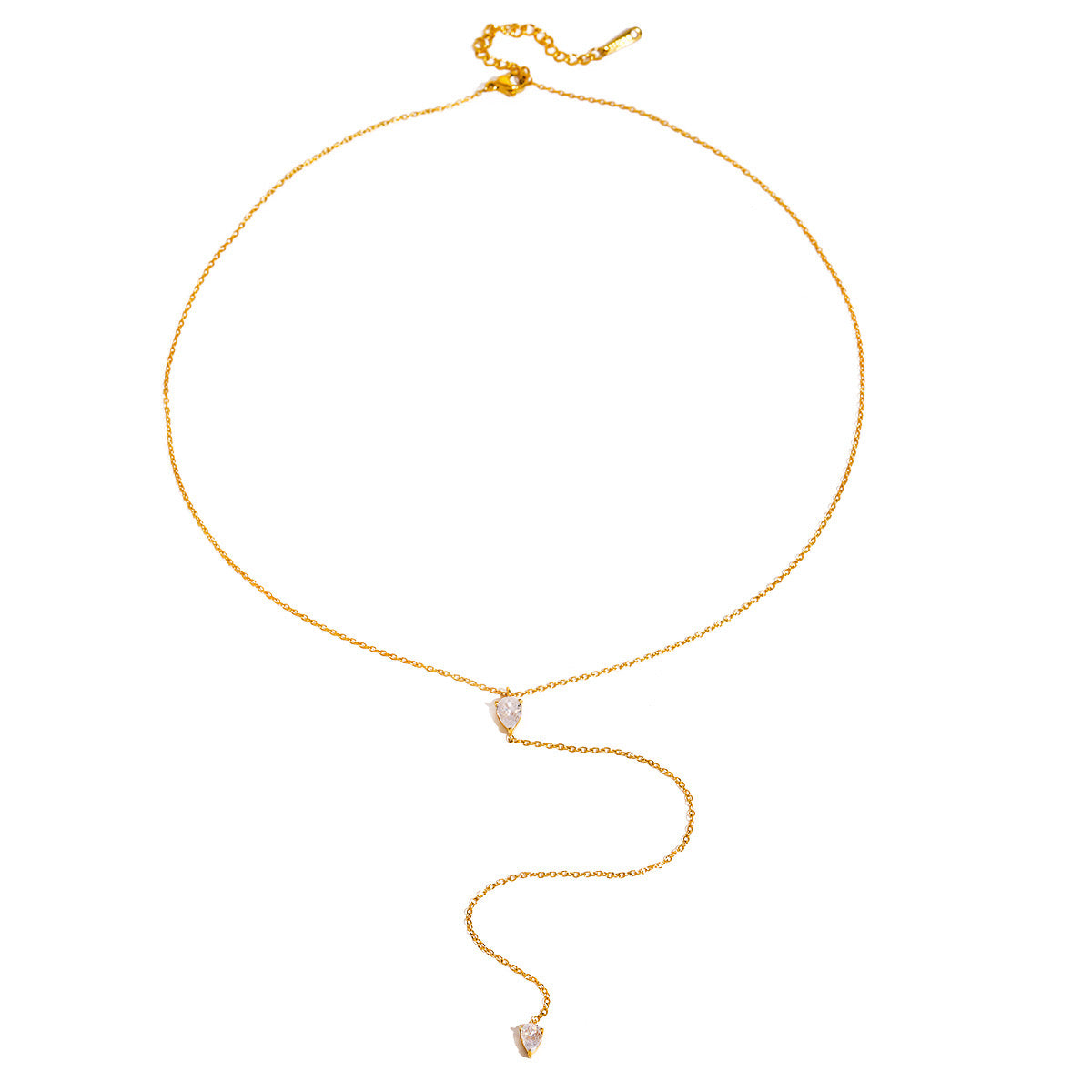 18K Gold Minimalist Lariat Necklace