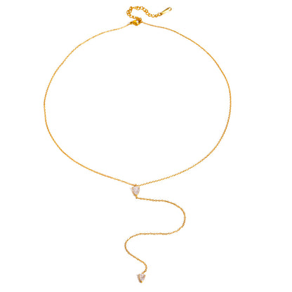 18K Gold Minimalist Lariat Necklace