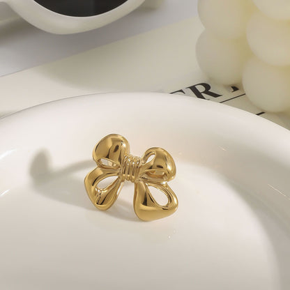 18K Gold Bow Stud Earrings