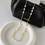 18K Gold Freshwater Pearl Long Chain Necklace