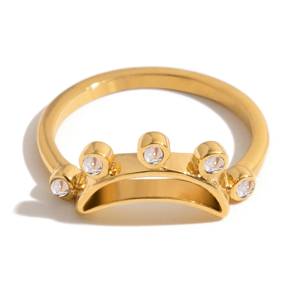 18K Gold Moon Bling Slim Stacking Rings Set