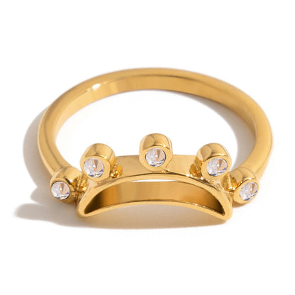 18K Gold Moon Bling Slim Stacking Rings Set