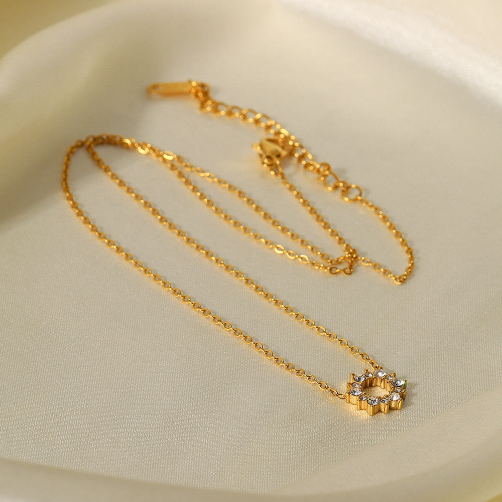 18K Gold Bling Blossom Ring Necklace