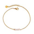18K Gold Elegant Pearl Chain Dainty Anklet