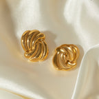 18K Gold Ocean Wave Statement Stud Earrings