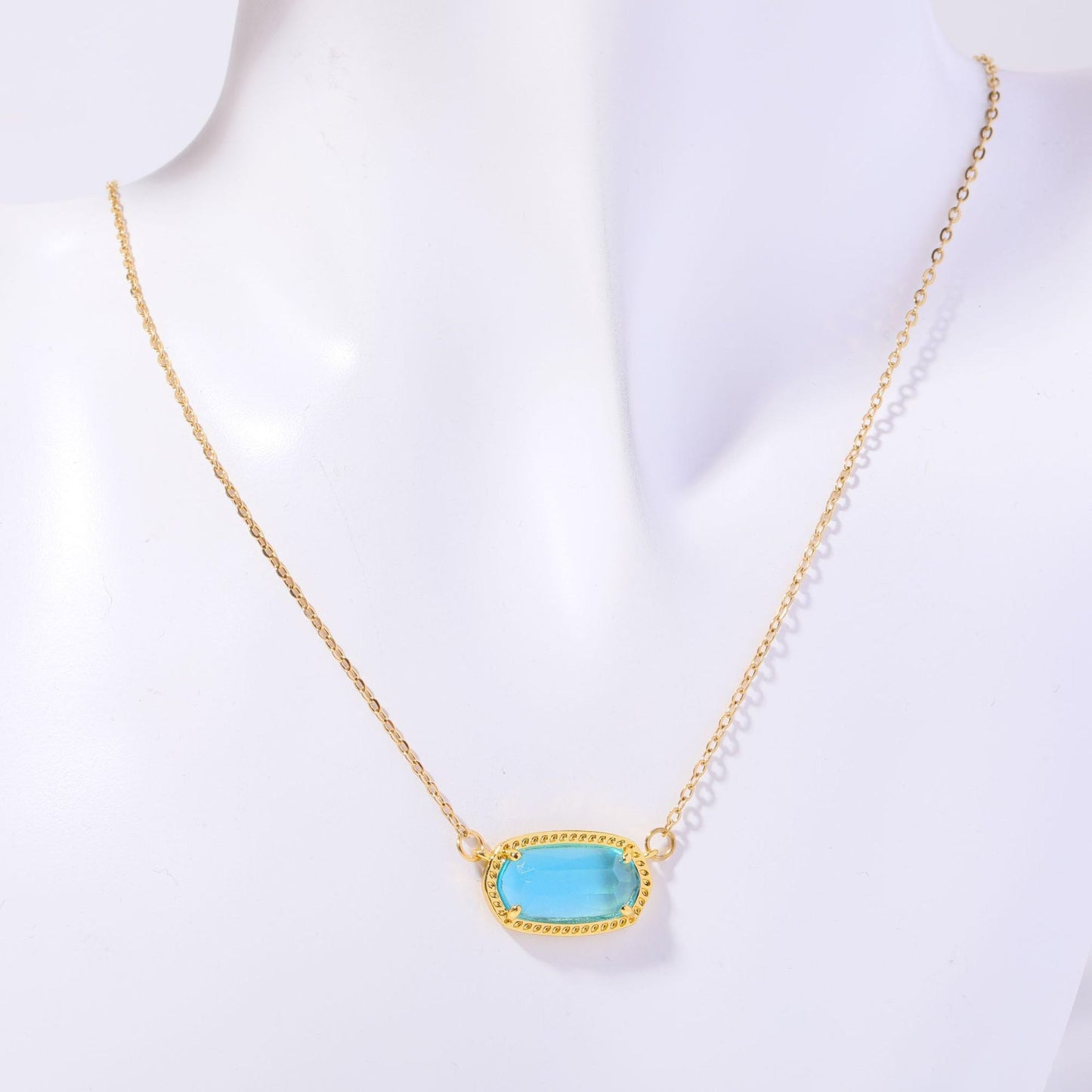 18K Gold Trendy Birthstone Pendant Necklace