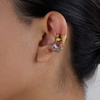 18K Gold Flower Huggie Ear Cuff