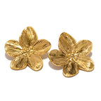 18K Gold Cherry Blossom Statement Stud Earrings