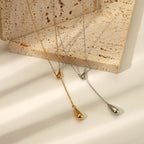 18K Gold Minimalist Raindrop Dainty Lariat Necklace
