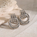 18K Gold Trendy Geometric Statement Stud Earrings
