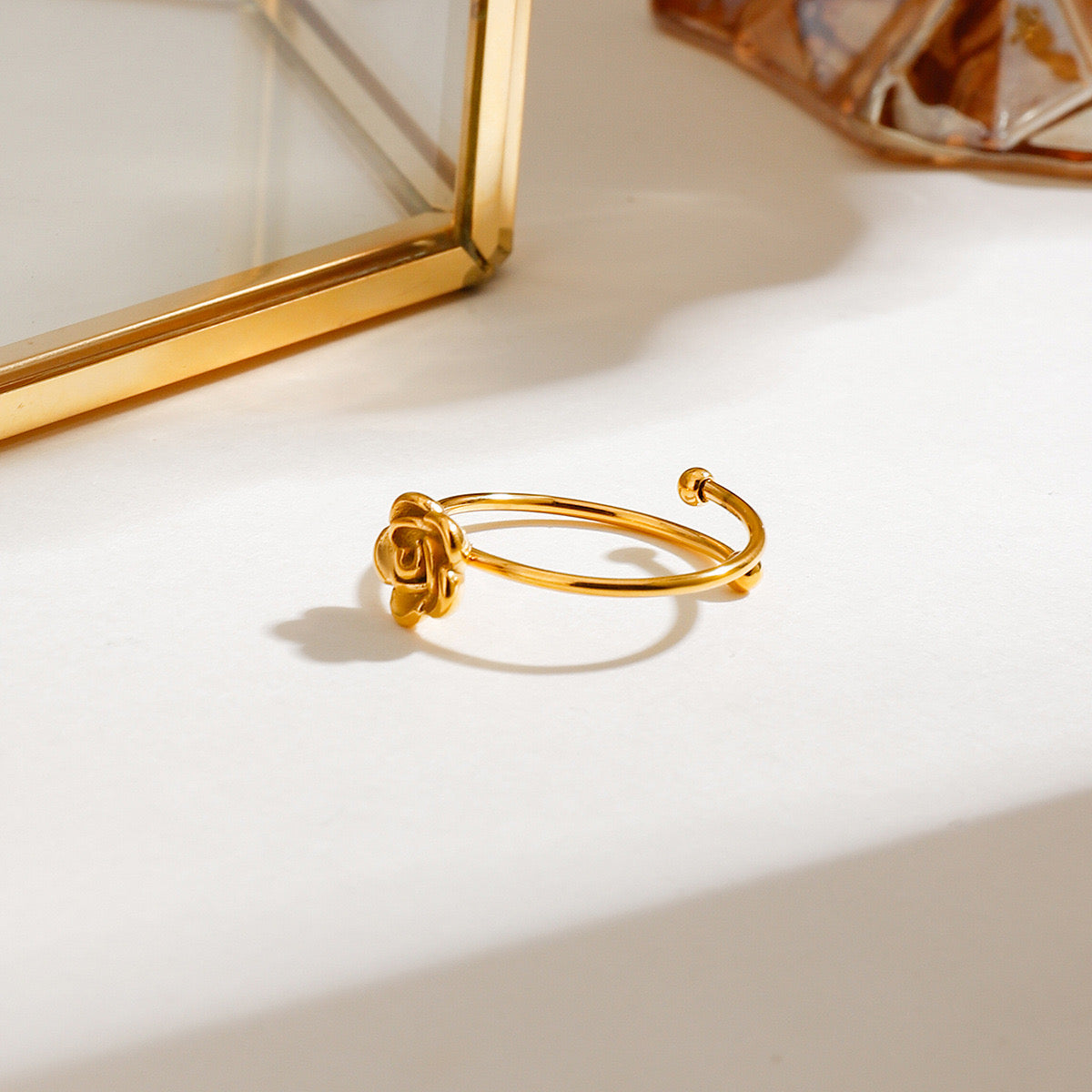 18K Gold Dainty Rose Ring