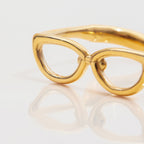 18K Gold Sexy Nerd Dainty Glasses Stacking Cuff Ring