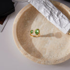 18K Gold Royal Emerald Green Statement Cuff Ring