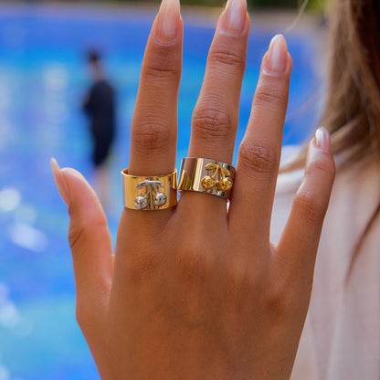 18K Gold and Silver Two Tone Sweet Glow Cherry Heart Band Ring