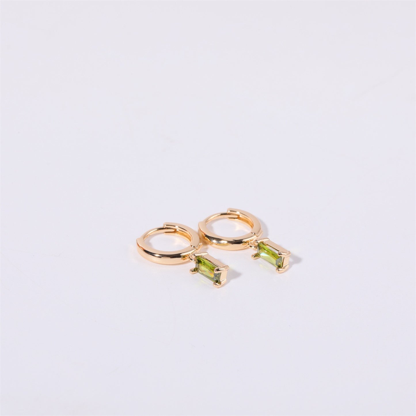 14K Gold Minimalist Birthstone Huggie Earrings