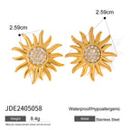 18K Gold Bling Sunflower CZ Pendant Necklace