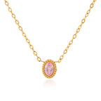 18K Gold Subtle Pink Dainty Bezel Pendant Necklace