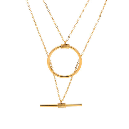 18K Gold Geometric Delicate Chain Layered Necklace