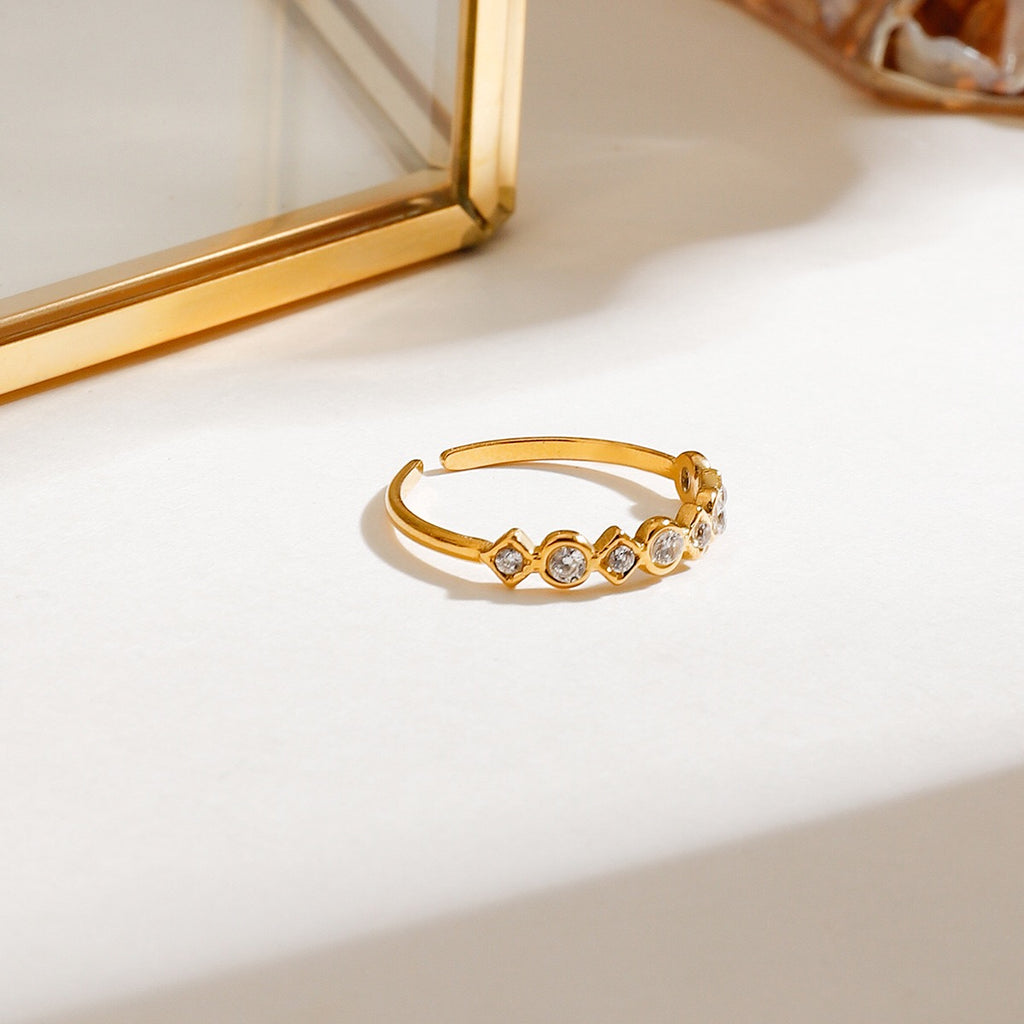 18K Gold Rising Sun Stacking Rings Set