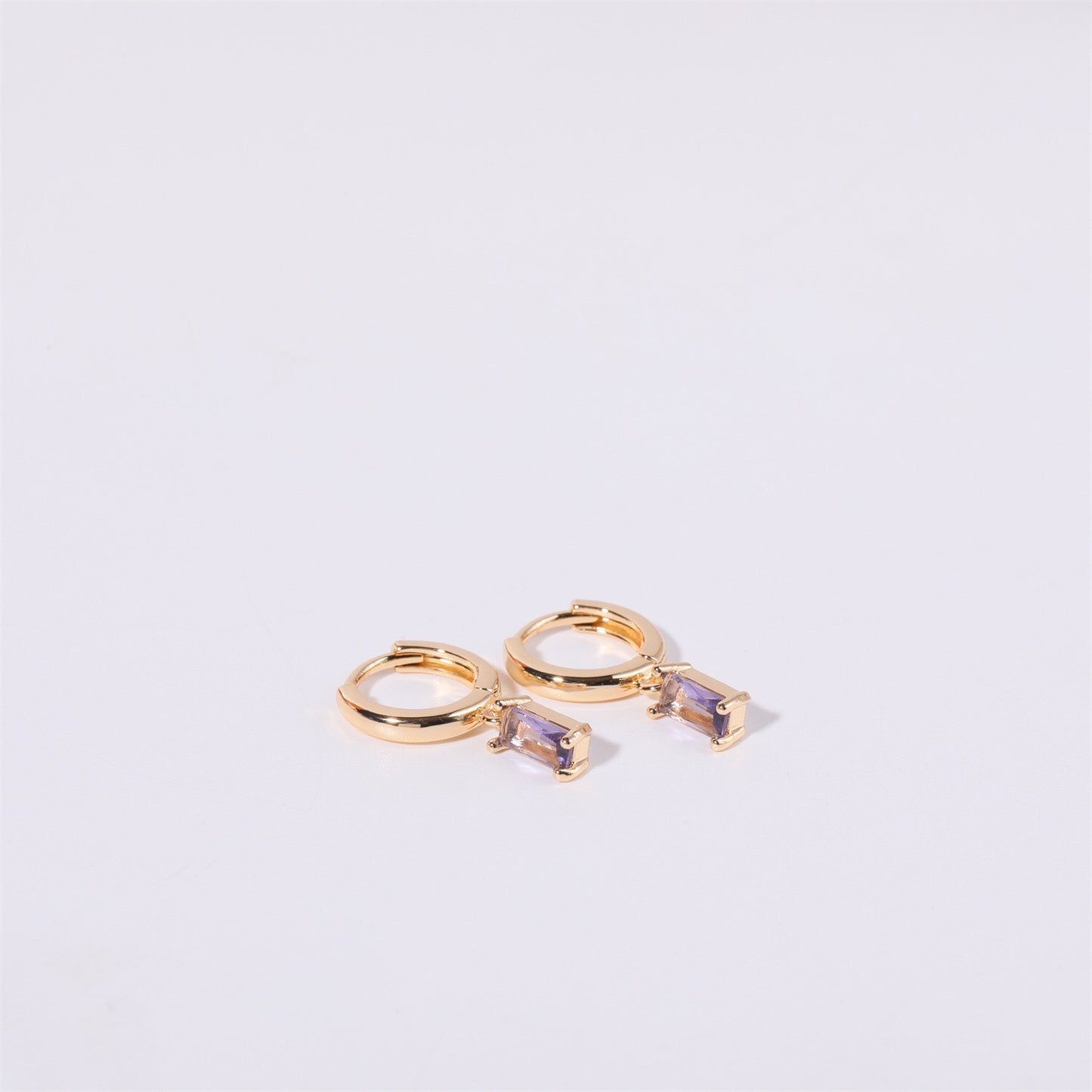 14K Gold Minimalist Birthstone Huggie Earrings