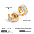 18K Gold Bling Statement Huggie Earrings Ear Cuff Set