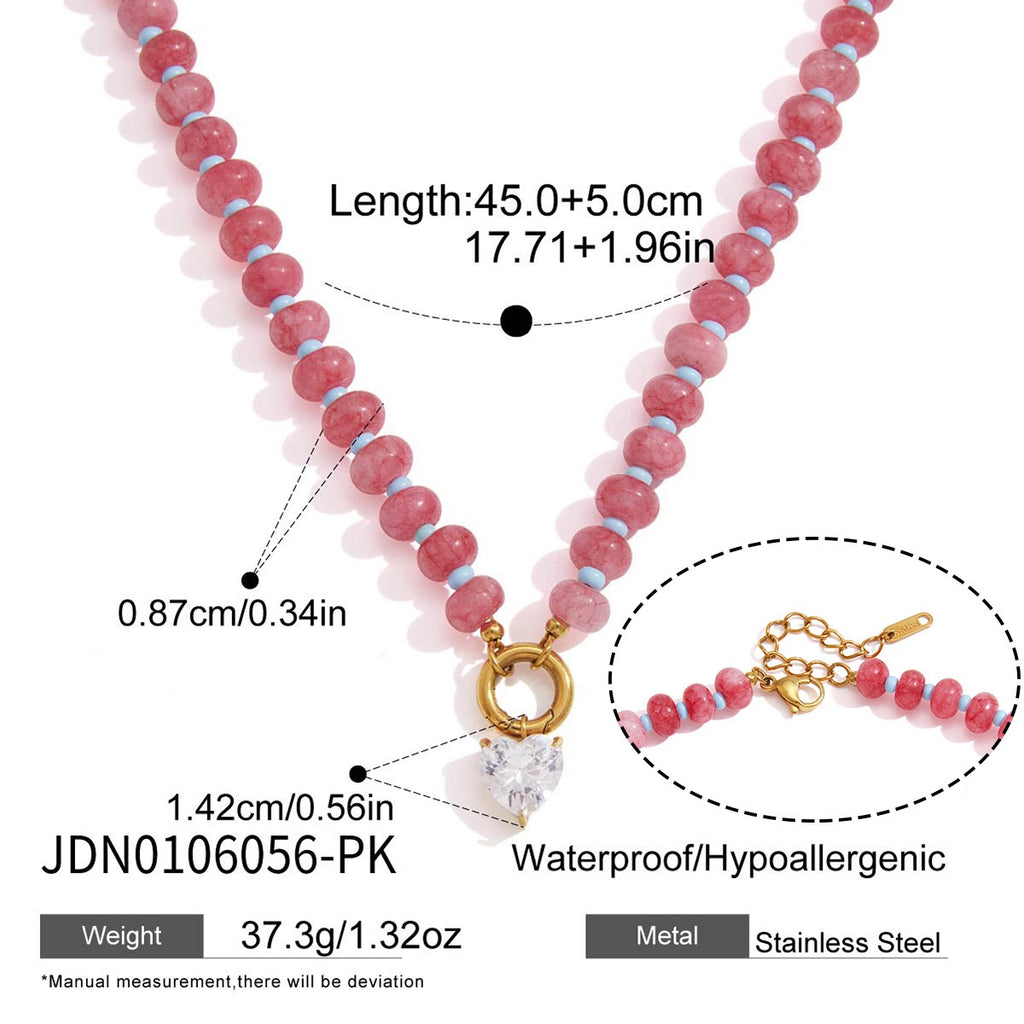 18K Gold Color Therapy Beaded Pendant Necklace