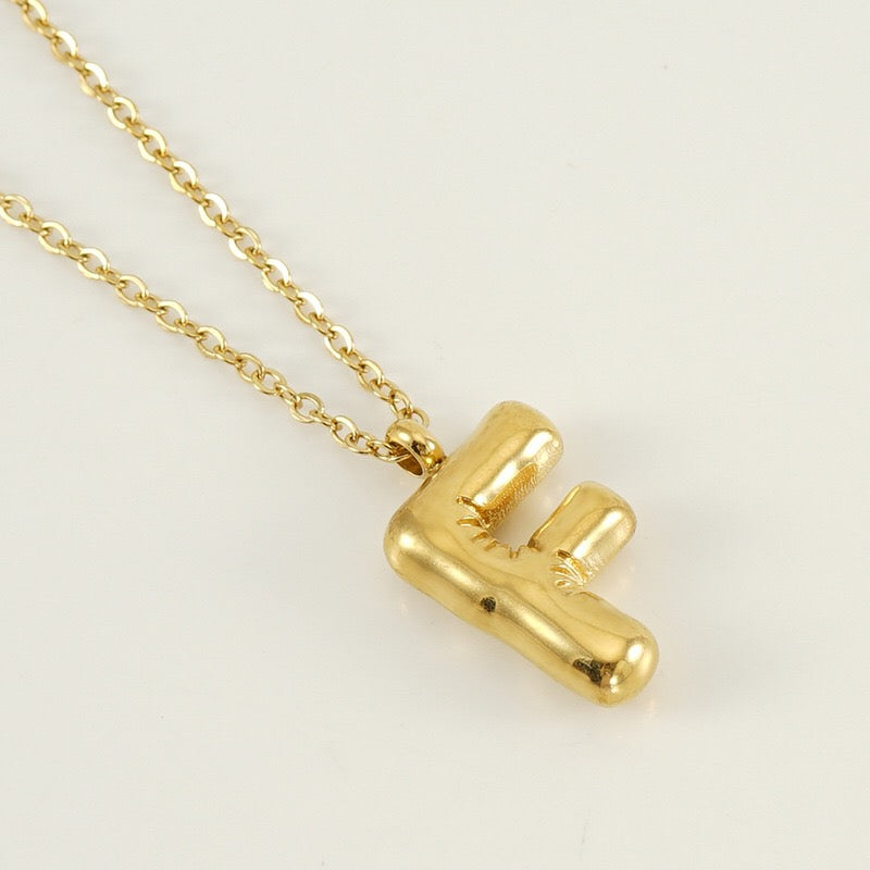 18K Gold Balloon Initial Pendant Necklace