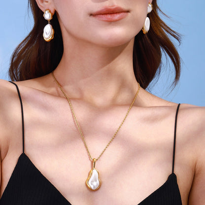 18K Gold Eternal Grace Baroque Pearl Dangle Earrings