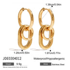 18K Gold and Silver Two Tone Trinity Small Hoop Dangle Huggie Earrings